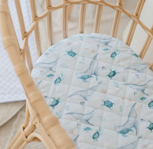 Small Oval/Moses/Snoo Fitted Waterproof Sheet | Turtle Bay - Bambella Designs