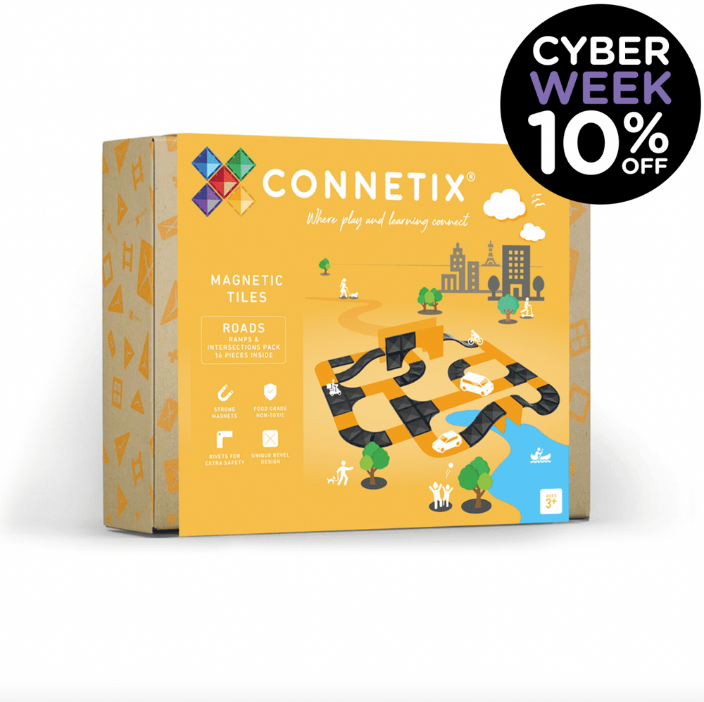 Roads Ramps and Intersections Pack - 16 piece - Connetix Tiles