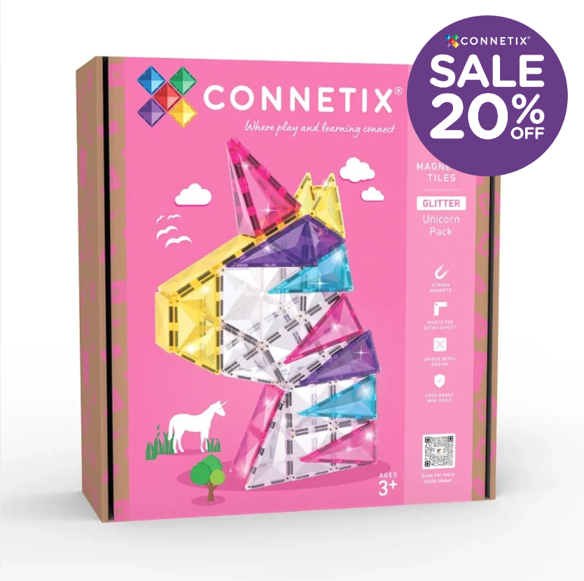 Glitter Unicorn Pack - 56 piece - Connetix - STOCK DUE LATE SEPTEMBER