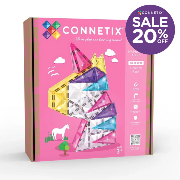Glitter Unicorn Pack - 56 piece - Connetix - STOCK DUE LATE SEPTEMBER