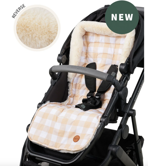 Cozy Fleece Reversible Pram Liner Beige Gingham OIOI Peppa Penny