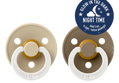 Bibs Dummies - Size One - Night Glow Vanilla / Dark Oak - BIBS Denmark