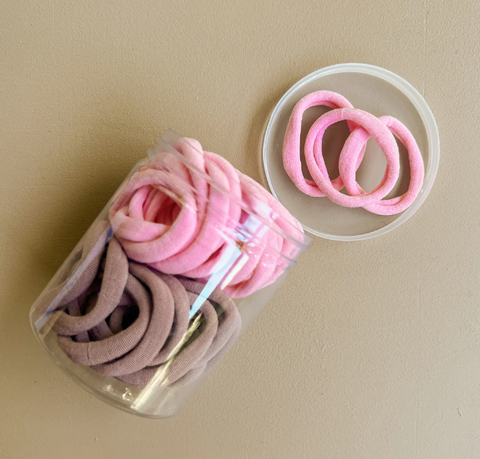 Seamless Elastic Hair ties Pack -Pink & Mauve - Little and Fern
