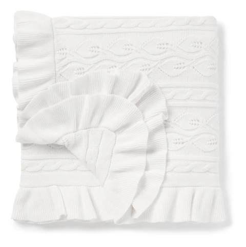 Snow Ruffle Knit Blanket - Aster & Oak DISCOUNTED