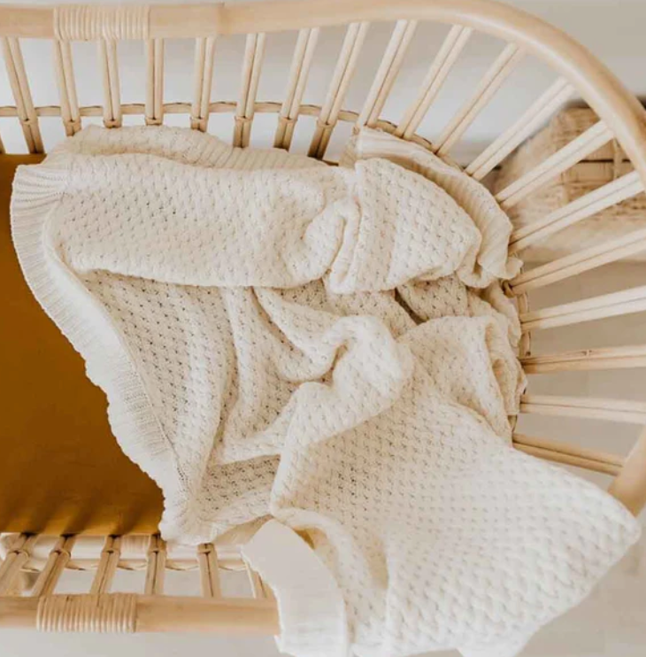 Cream Diamond Knit Baby Blanket - Snuggle Hunny Kids
