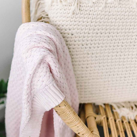 Blush Pink Diamond Knit Baby Blanket - Snuggle Hunny Kids
