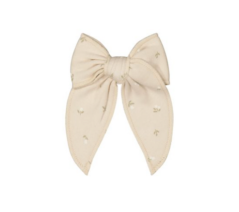 Organic Cotton Bow Clip - Elenore Pink Tint - Jamie Kay DISCOUNTED