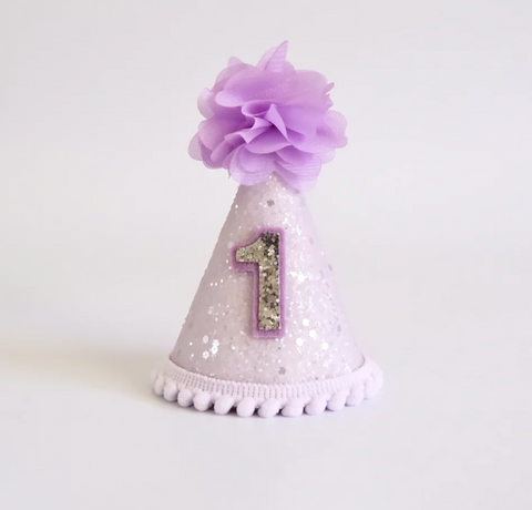 Purple Tulle Pom Party Hat - Our Little Deer