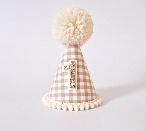 Gingham Pattern Party Hat - Our Little Deer