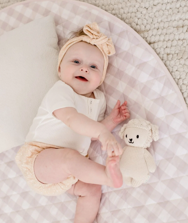 Waterproof Play Mat - Blush Gingham - Bambella Designs