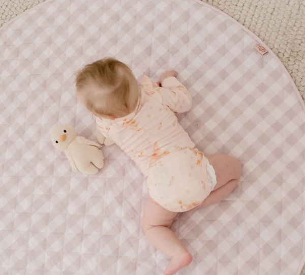 Waterproof Play Mat - Blush Gingham - Bambella Designs