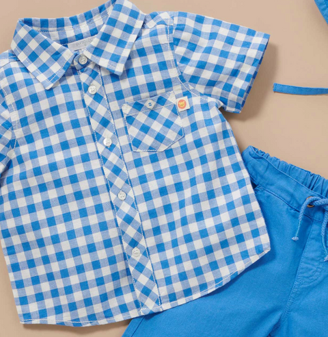 Gingham Linen Blend Shirt - Pure Baby DISCOUNTED