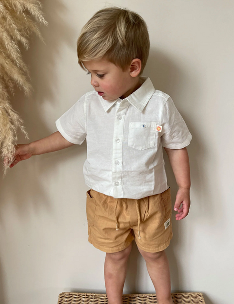 Linen Blend Shorts - Argan - Pure Baby DISCOUNTED