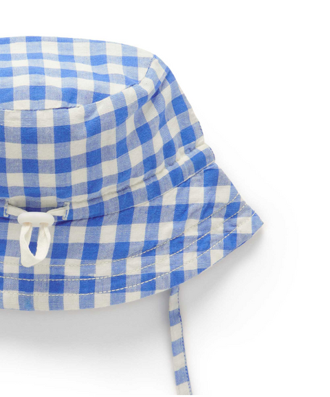 Nile Gingham Linen Blend Sunhat - Pure Baby DISCOUNTED
