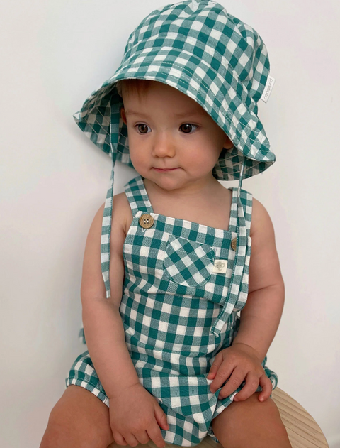 Palm Gingham Linen Blend Sunhat - Pure Baby DISCOUNTED