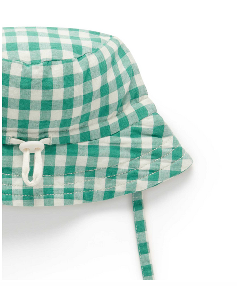 Palm Gingham Linen Blend Sunhat - Pure Baby DISCOUNTED