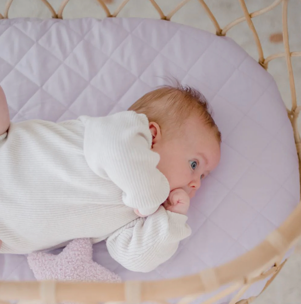 Waterproof Bassinet Sheet - Lavender Haze - Bambella Designs