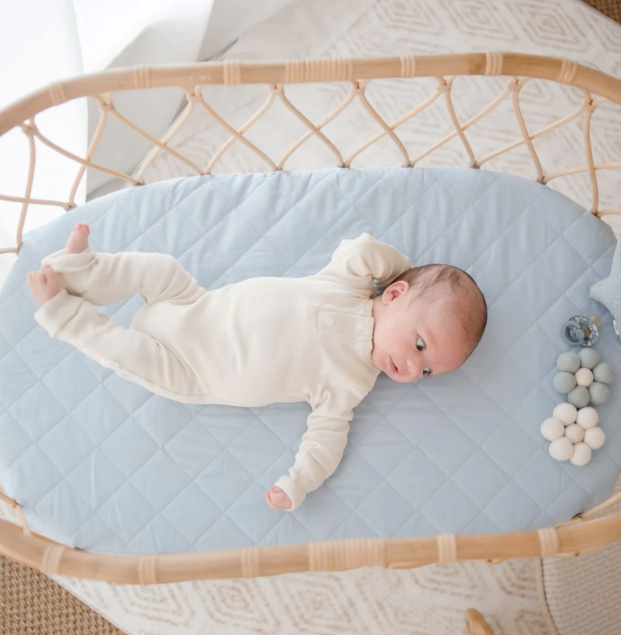 Waterproof Bassinet Sheet - Dusty Blue - Bambella Designs