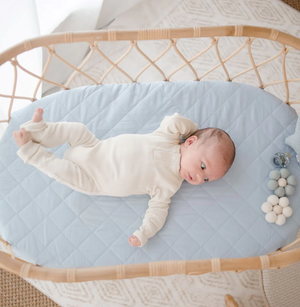 Waterproof Bassinet Sheet - Dusty Blue - Bambella Designs