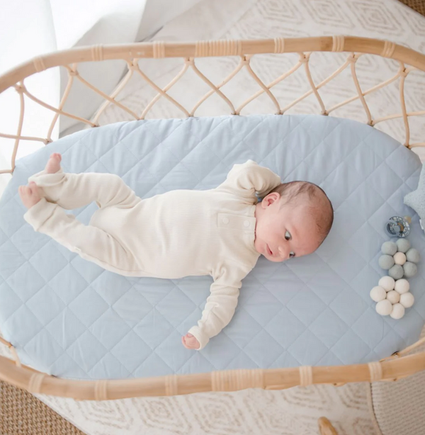 Waterproof Bassinet Sheet - Dusty Blue - Bambella Designs