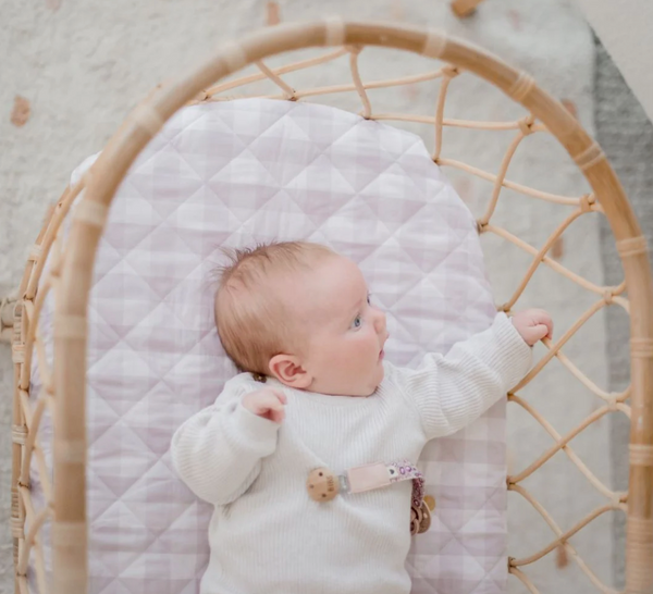 Waterproof Bassinet Sheet | Blush Gingham - Bambella Designs