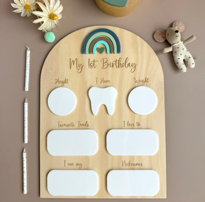 My 1st Birthday Board - Blue Rainbow - Luma Light
