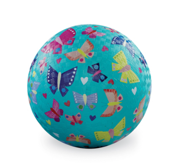 5 inch Playground Ball - Butterfly Rainbow Aqua - Crocodile Creek