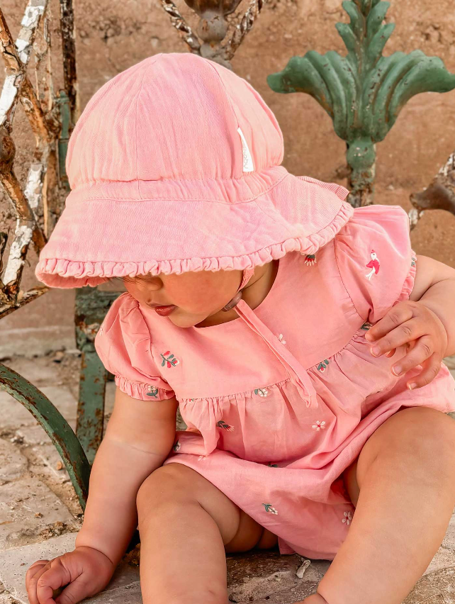 Ruffle Sun Hat - Papaya - Pure Baby