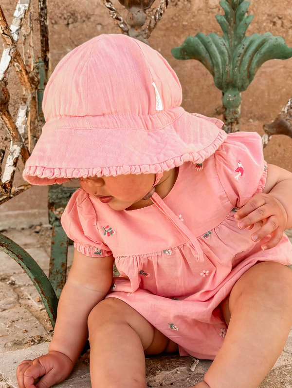Ruffle Sun Hat - Papaya - Pure Baby