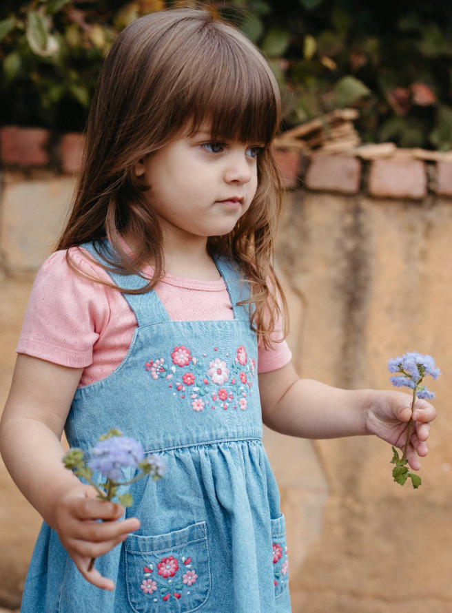 Embroidered Pinnie - Denim - Pure Baby