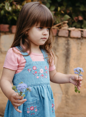 Embroidered Pinnie - Denim - Pure Baby