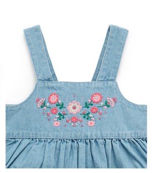 Embroidered Pinnie - Denim - Pure Baby