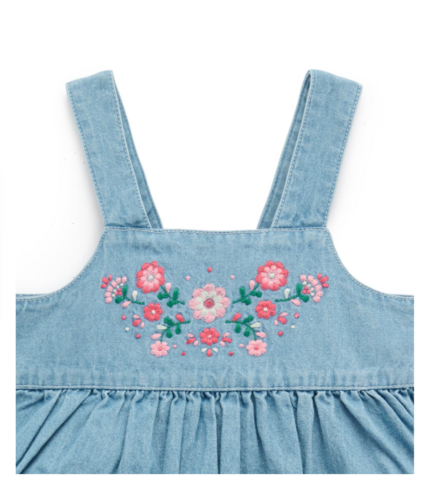 Embroidered Pinnie - Denim - Pure Baby
