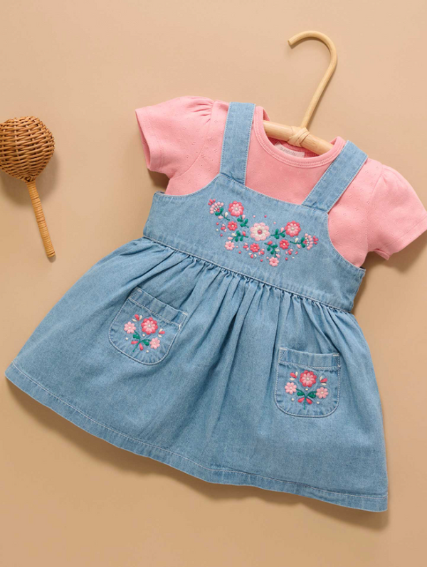 Embroidered Pinnie - Denim - Pure Baby