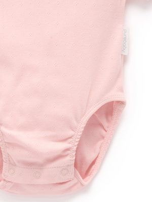 Pointelle Ruffle Bodysuit - Guava - Pure Baby