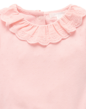 Pointelle Ruffle Bodysuit - Guava - Pure Baby
