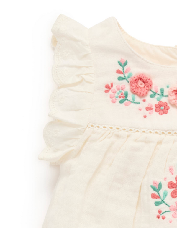 Embroidered Romper - Cloud - Pure Baby