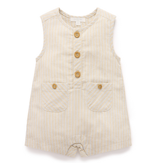 Linen Blend Romper - Taco Stripe - Pure Baby