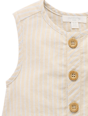Linen Blend Romper - Taco Stripe - Pure Baby