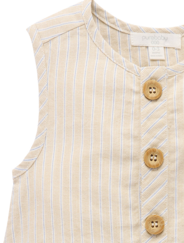 Linen Blend Romper - Taco Stripe - Pure Baby