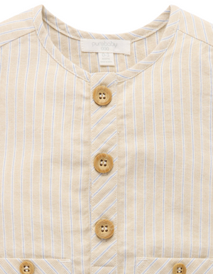 Linen Blend Romper - Taco Stripe - Pure Baby