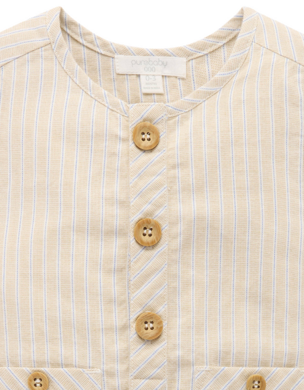 Linen Blend Romper - Taco Stripe - Pure Baby