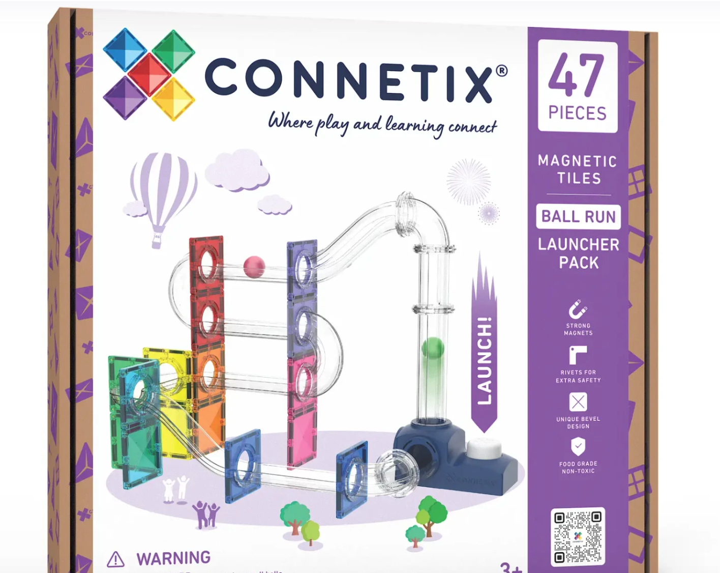 Ball Run Launcher Pack 47 pc - Connetix Tiles
