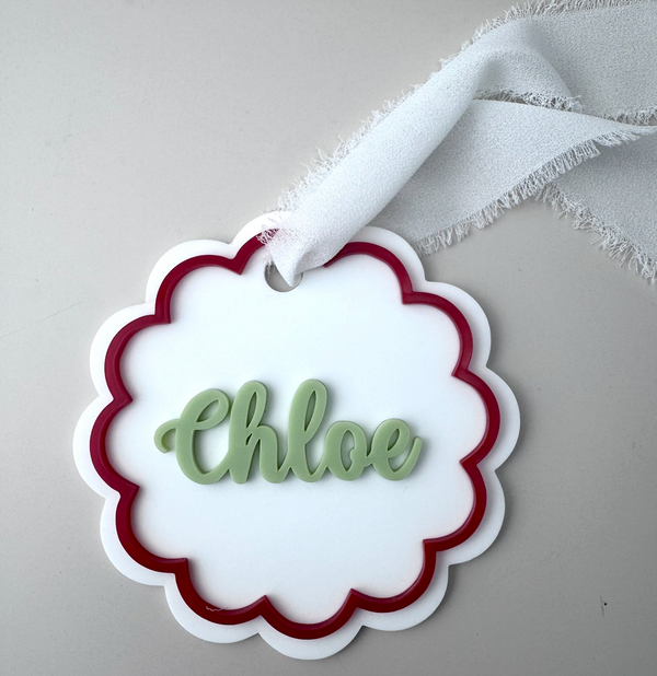 Custom Santa Sack Name Tag - Scallop - Luma Light