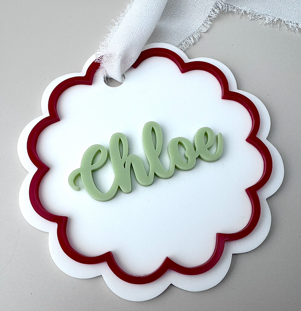 Custom Santa Sack Name Tag - Scallop - Luma Light