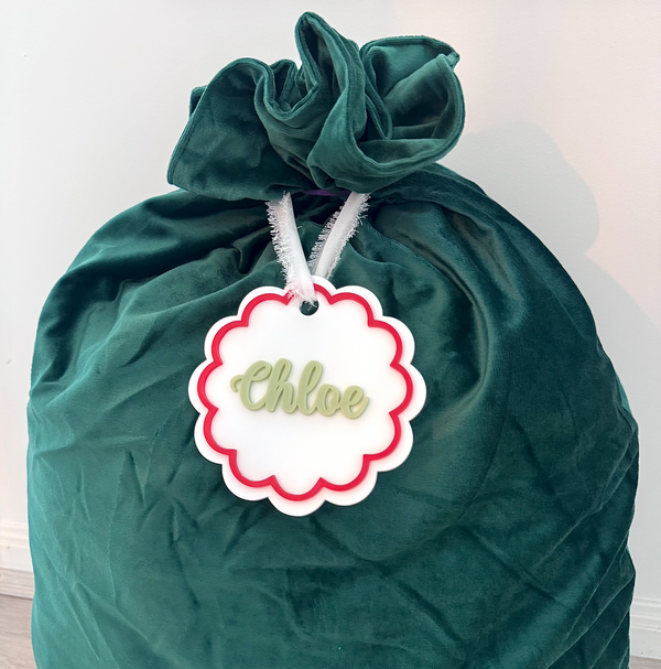 Custom Santa Sack Name Tag - Scallop - Luma Light