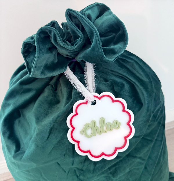 Custom Santa Sack Name Tag - Scallop - Luma Light
