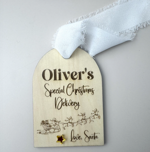 Custom Santa Sack Name Tag - Santa Sleigh - Luma Light
