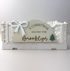 Custom Christmas Crate Plaque - Bow - Christmas Hamper Box - Luma Light