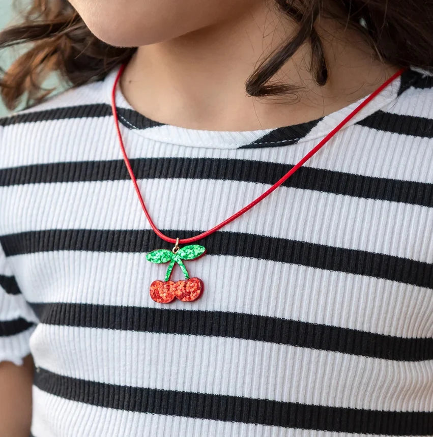 Glitter Necklace - Cherry - Rex London